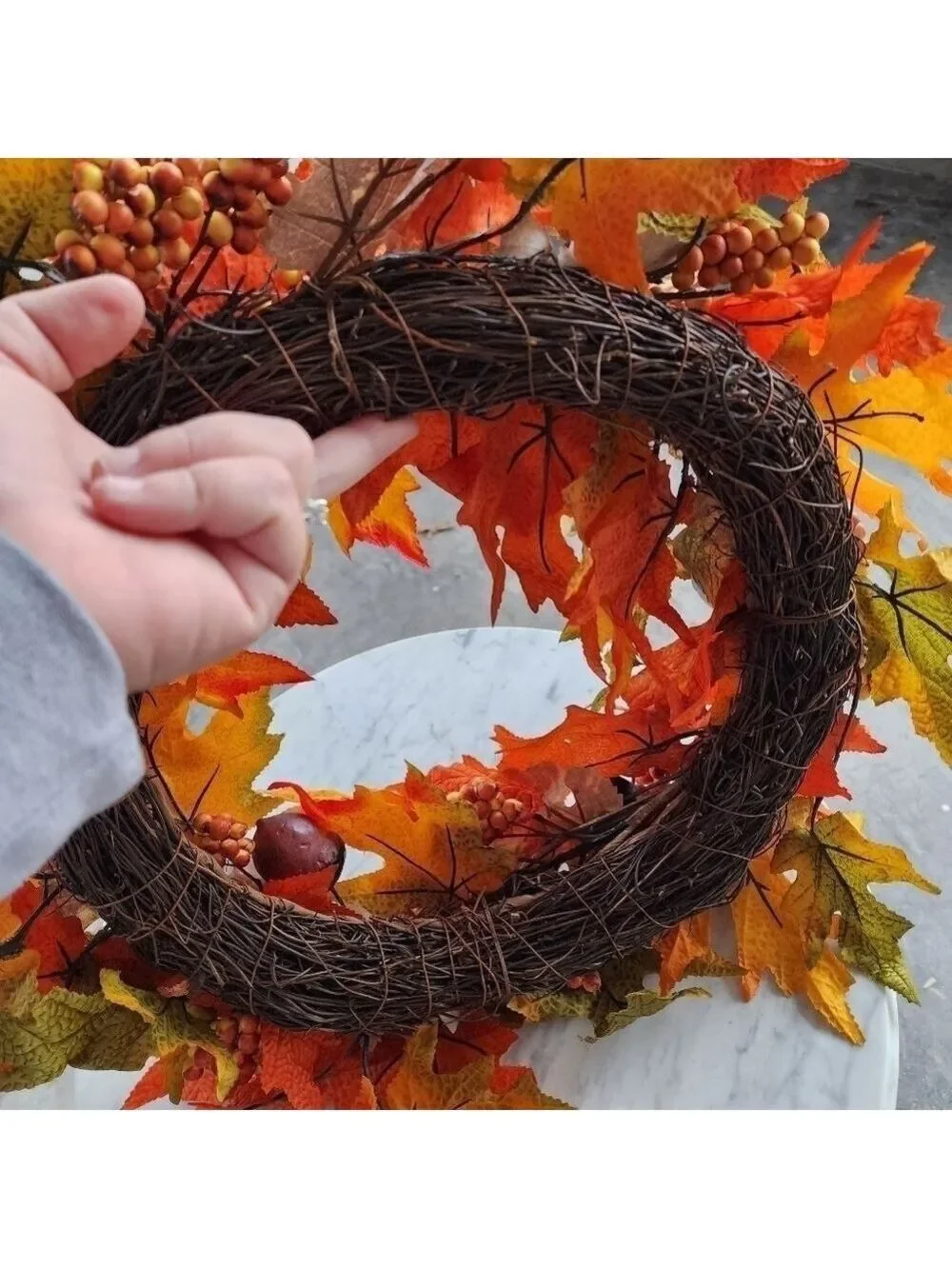 Fall Harvest leaf acorn seasonal wreath